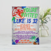 Uitnodiging van Paintball Birthday Party (Staand voorkant)