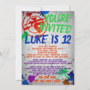 Uitnodiging van Paintball Birthday Party