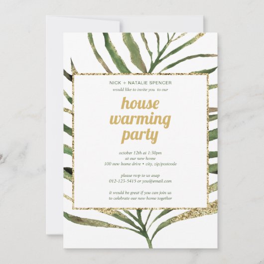 Uitnodiging van Palmblad House-opwarming (Voorkant)