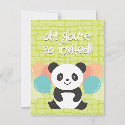 Uitnodiging van Panda Birthday Party (Voorkant)