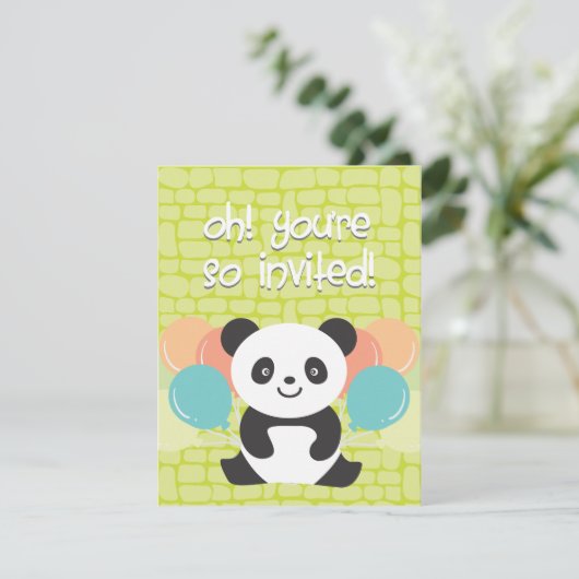 Uitnodiging van Panda Birthday Party (Staand voorkant)