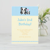 Uitnodiging van Panda - Blauw & Cream (Staand voorkant)