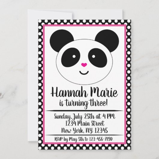 uitnodiging van Panda Party Birthday (Voorkant)