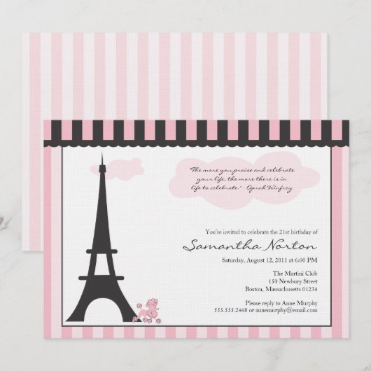 Uitnodiging van Parijs met als geboortedag (Voorkant / Achterkant)