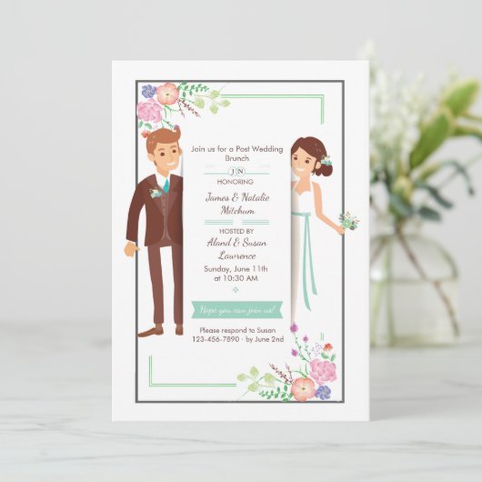 Uitnodiging van Pas getrouwd Brunch (Staand voorkant)