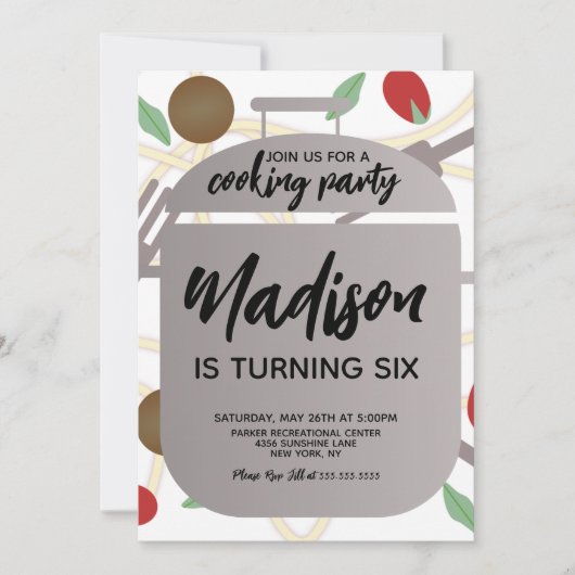 Uitnodiging van pasta Koking Birthday Party (Voorkant)