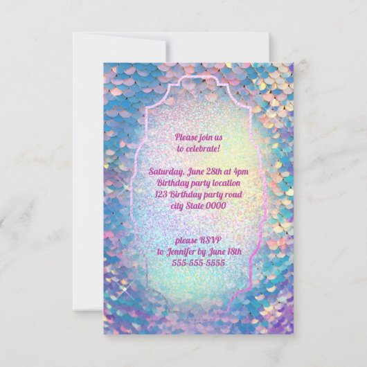 uitnodiging van pastelmermaid Birthday (Achterkant)