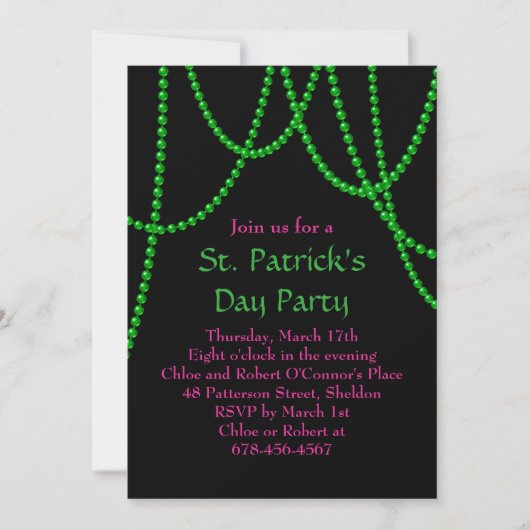 Uitnodiging van Patrick's Day in Pink & Black (Voorkant)