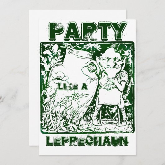 Uitnodiging van Patrick's Day Leprechaun Party (Voorkant / Achterkant)