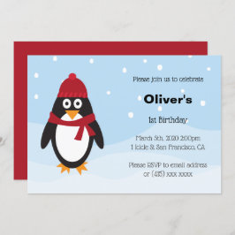 uitnodiging van Penguin Birthday voor de winter va