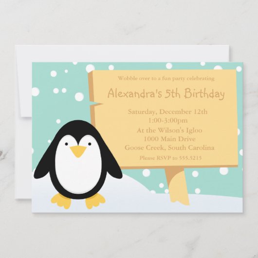Uitnodiging van Penguin Party (Voorkant)