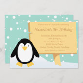 Uitnodiging van Penguin Party (Voorkant / Achterkant)