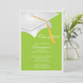 Uitnodiging van Pet met witte Afstudeerder (Staand voorkant)