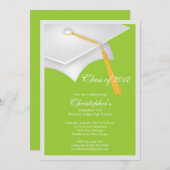 Uitnodiging van Pet met witte Afstudeerder (Voorkant / Achterkant)