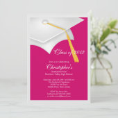 Uitnodiging van Pet met witte Afstudeerder (Staand voorkant)