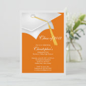 Uitnodiging van Pet met witte Afstudeerder (Staand voorkant)