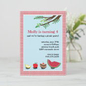 Uitnodiging van Picnic Birthday Party (Staand voorkant)