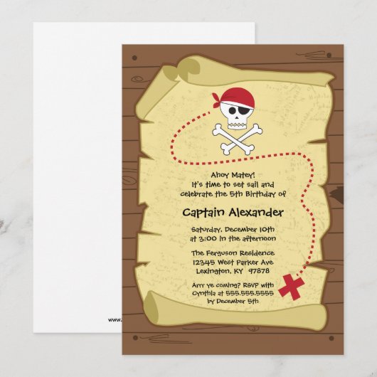 Uitnodiging van piratenpartij in kaart brengen (Voorkant / Achterkant)