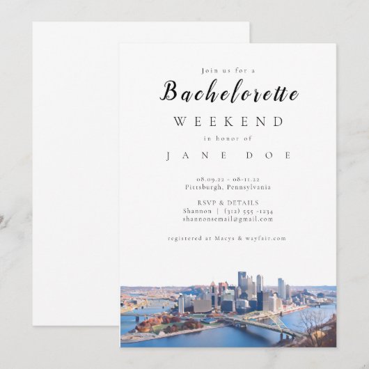 uitnodiging van Pittsburgh Bachelorette (Voorkant / Achterkant)