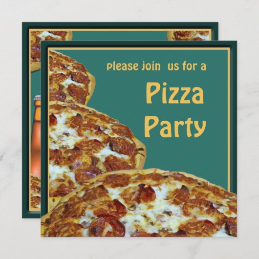 Uitnodiging van Pizza & Beer Party (Voorkant / Achterkant)