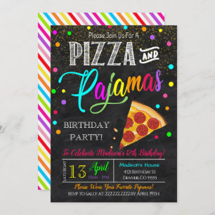 Uitnodiging van Pizza en Pajamas Party
