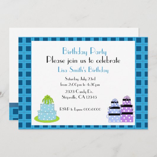 Uitnodiging van Polka Dot Birthday Cake (Voorkant / Achterkant)