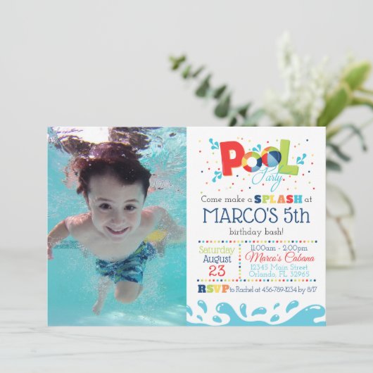 Uitnodiging van poolpartij op zaterdag Gepersonali (Staand voorkant)