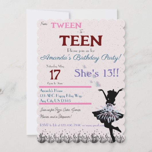 Uitnodiging van prepuber naar tiener (Voorkant)