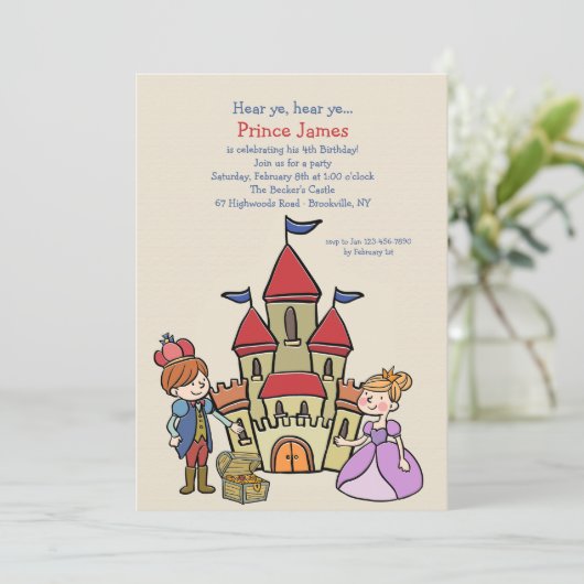 Uitnodiging van prins en Castle (Staand voorkant)