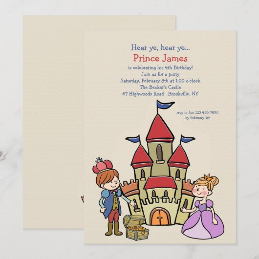 Uitnodiging van prins en Castle (Voorkant / Achterkant)