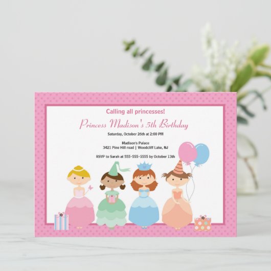 uitnodiging van prinses Birthday (Staand voorkant)