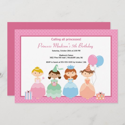 uitnodiging van prinses Birthday (Voorkant / Achterkant)