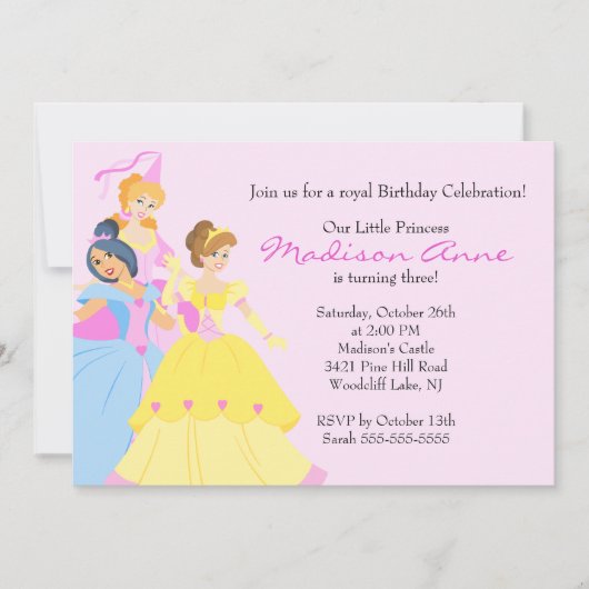  uitnodiging van prinses Girls Birthday (Voorkant)