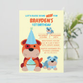 Uitnodiging van puppy Children's Birthday (Staand voorkant)