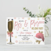 Uitnodiging van pyjama's en prosecco-kerstfeestjes (Staand voorkant)