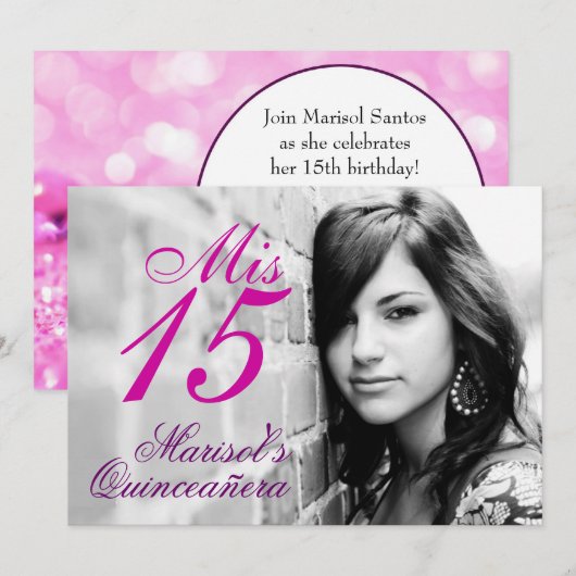 uitnodiging van Quinceañera (Voorkant / Achterkant)