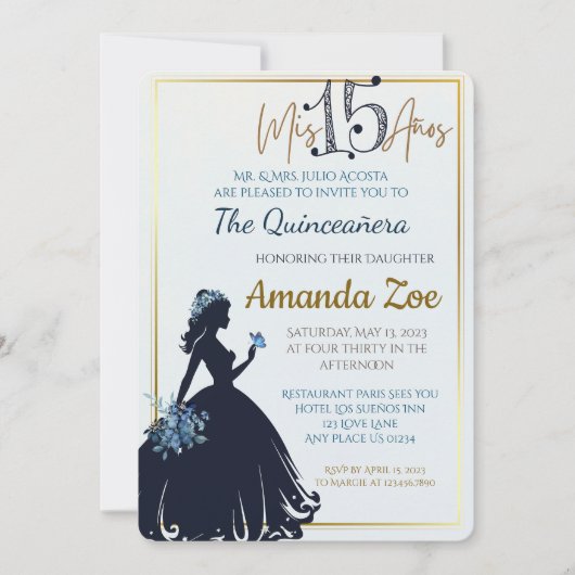 uitnodiging van Quinceañera (Voorkant)