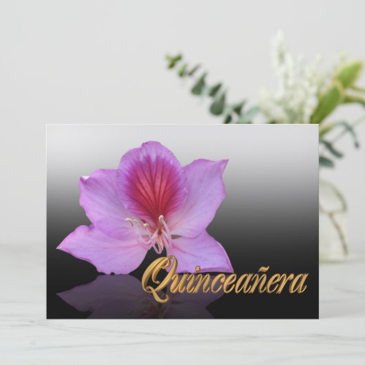 uitnodiging van Quinceanera 15e verjaardag (Staand voorkant)