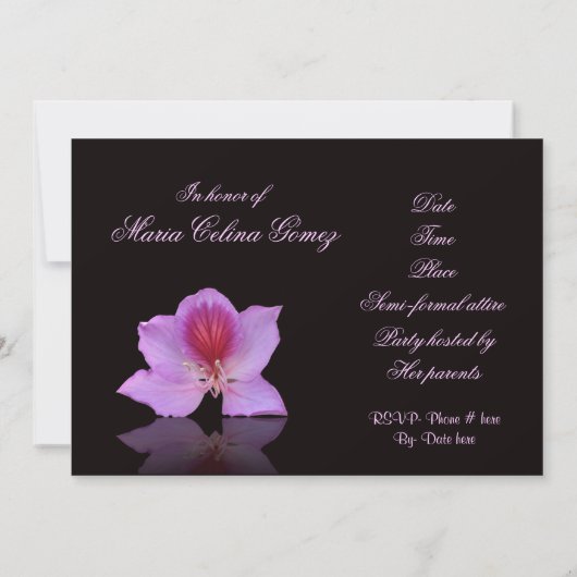 uitnodiging van Quinceanera 15e verjaardag (Achterkant)