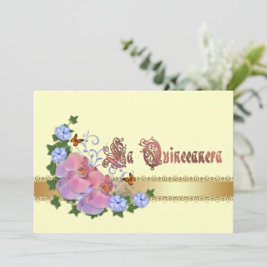 uitnodiging van Quinceanera 15e verjaardag (Staand voorkant)