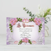 uitnodiging van Quinceanera 15e verjaardag (Staand voorkant)