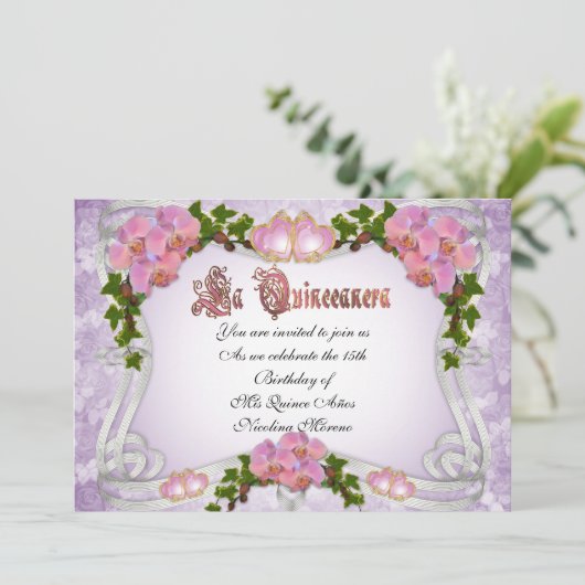 uitnodiging van Quinceanera 15e verjaardag (Staand voorkant)