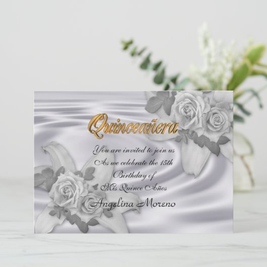 uitnodiging van Quinceanera 15e verjaardag (Staand voorkant)