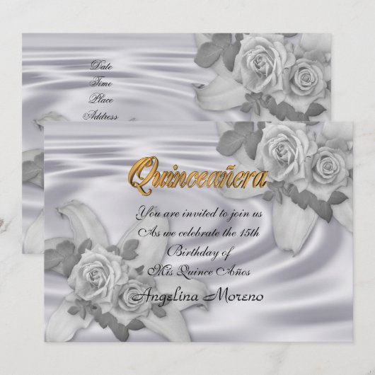 uitnodiging van Quinceanera 15e verjaardag (Voorkant / Achterkant)