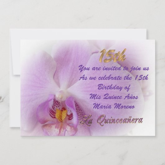 uitnodiging van Quinceanera 15e verjaardag orchide (Voorkant)