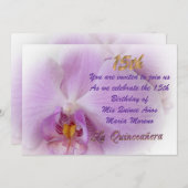 uitnodiging van Quinceanera 15e verjaardag orchide (Voorkant / Achterkant)