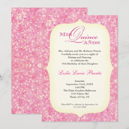 uitnodiging van Quinceanera Birthday (Voorkant / Achterkant)