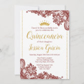 uitnodiging van Quinceañera Birthday | Donkerrood  (Voorkant)