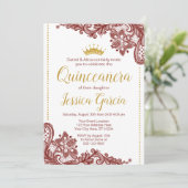 uitnodiging van Quinceañera Birthday | Donkerrood  (Staand voorkant)
