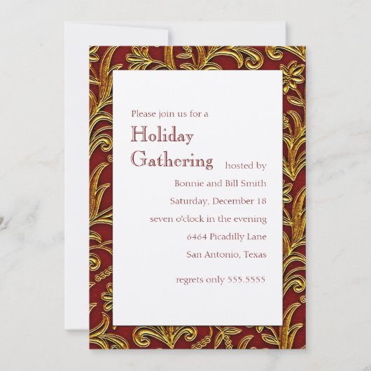 Uitnodiging van Red and Gold Elegant Holiday Party (Voorkant)